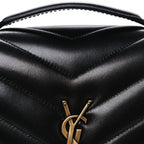 Lambskin Chevron Quilted Medium Loulou Black