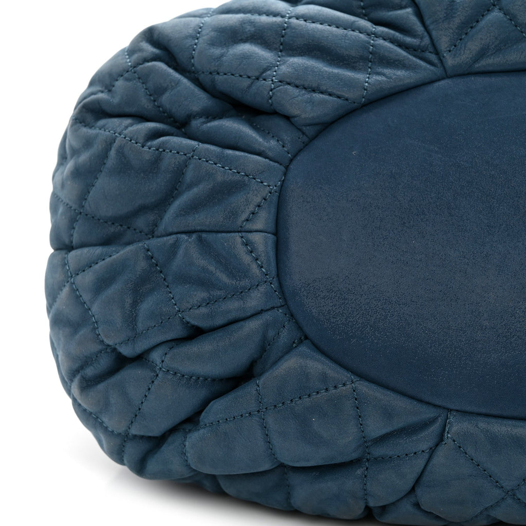 Iridescent Calfskin Quilted Large In The Mix Tote Navy
