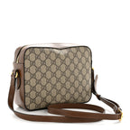 GG Supreme Monogram Small Horsebit 1955 Shoulder Bag Beige Brown Sugar