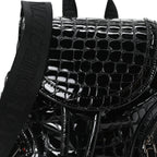 Calfskin Alligator Embossed Small Explorafunk Backpack Black