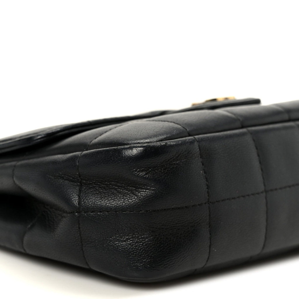 Lambskin Quilted Mini Chocolate Bar Flap Black