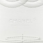 Caviar Quilted Medium Double Flap White