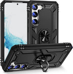 SAHARA - Bundle: Black Kickstand Series with Belt Clip Case with Tempered Glass Screen and Camera Protector - Samsung Galaxy S23