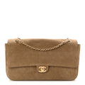 Suede Calfskin Small Souplissimo Maxi Flap Dark Beige