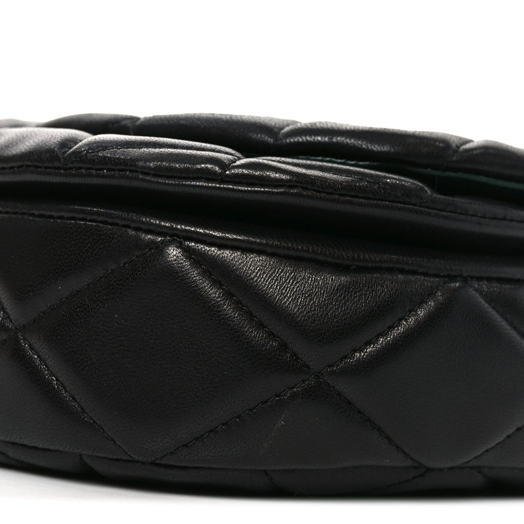 Lambskin Quilted Rocking Horse Shoulder Bag Black