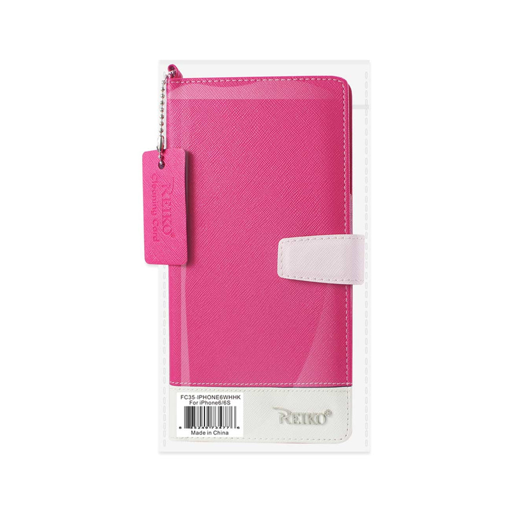 Reiko Iphone 6/ 6S Two Tone Super Wallet Case With Multiple Card Slots In White Hot Pink