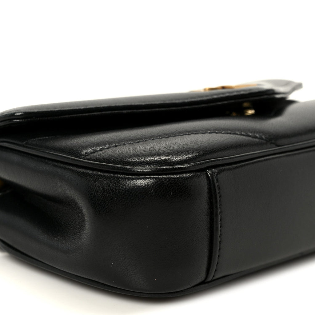 Lambskin Chevron Quilted Mini Loulou Black