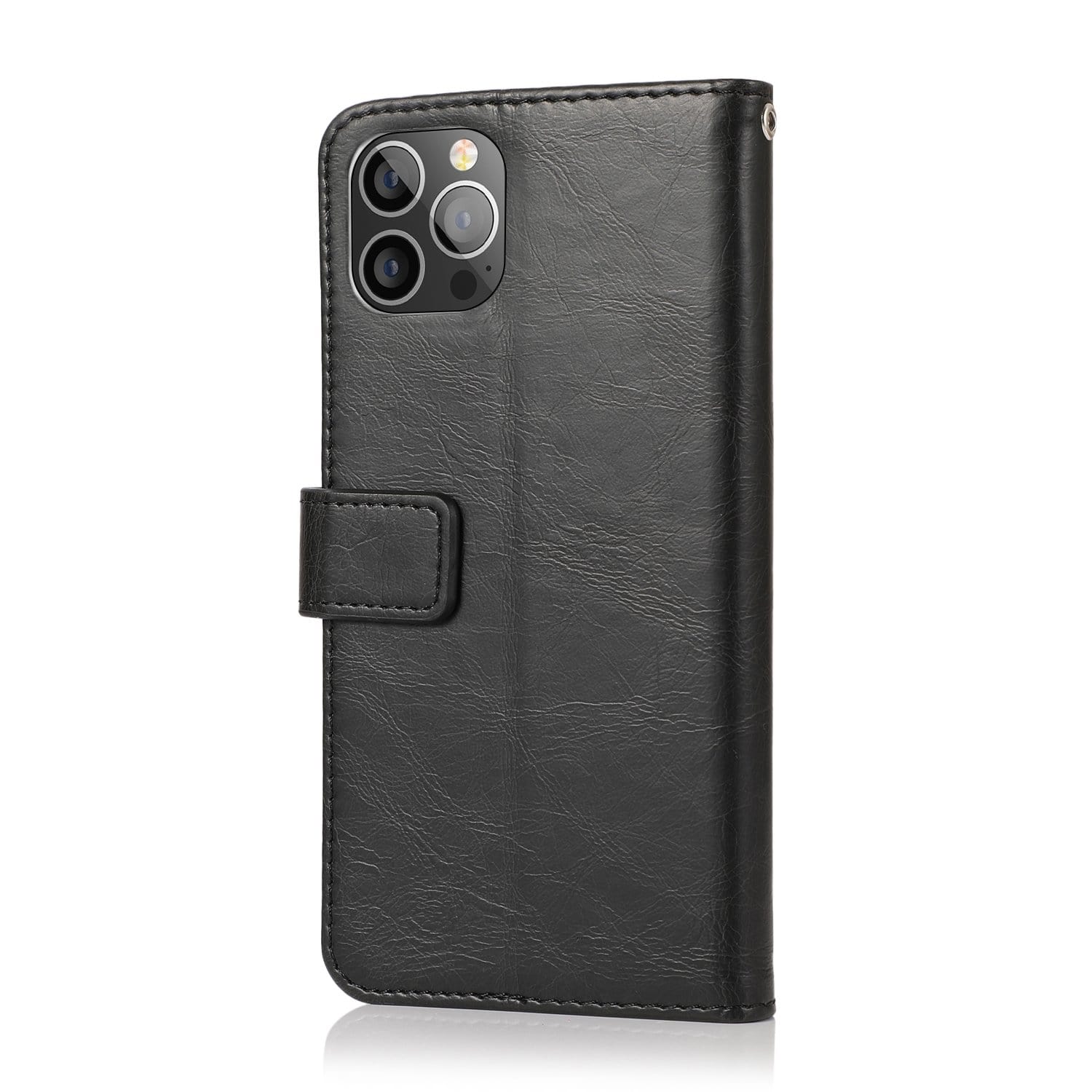 SAHARA - Indy Series Black Leather Wallet Case - iPhone 13 Pro Max