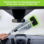 Windshield Cleaning Tool for Car – 27inch Extendable Handle Window Cleaner with Reusable Microfiber Pads, Streak-Free Interior & Exterior Auto Glass Cleaner (Green)