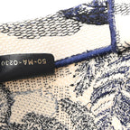 Canvas Embroidered Large Palm Tree Toile De Jouy Book Tote Blue