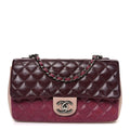 Lambskin Quilted Medium Tri-Color Flap Burgundy Dark Pink