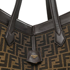 Fabric Jacquard Vitello Grance FF 1974 Large Fendi Origami Tobacco Moro Ebano