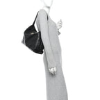 Shiny Lambskin Quilted Maxi Hobo Black