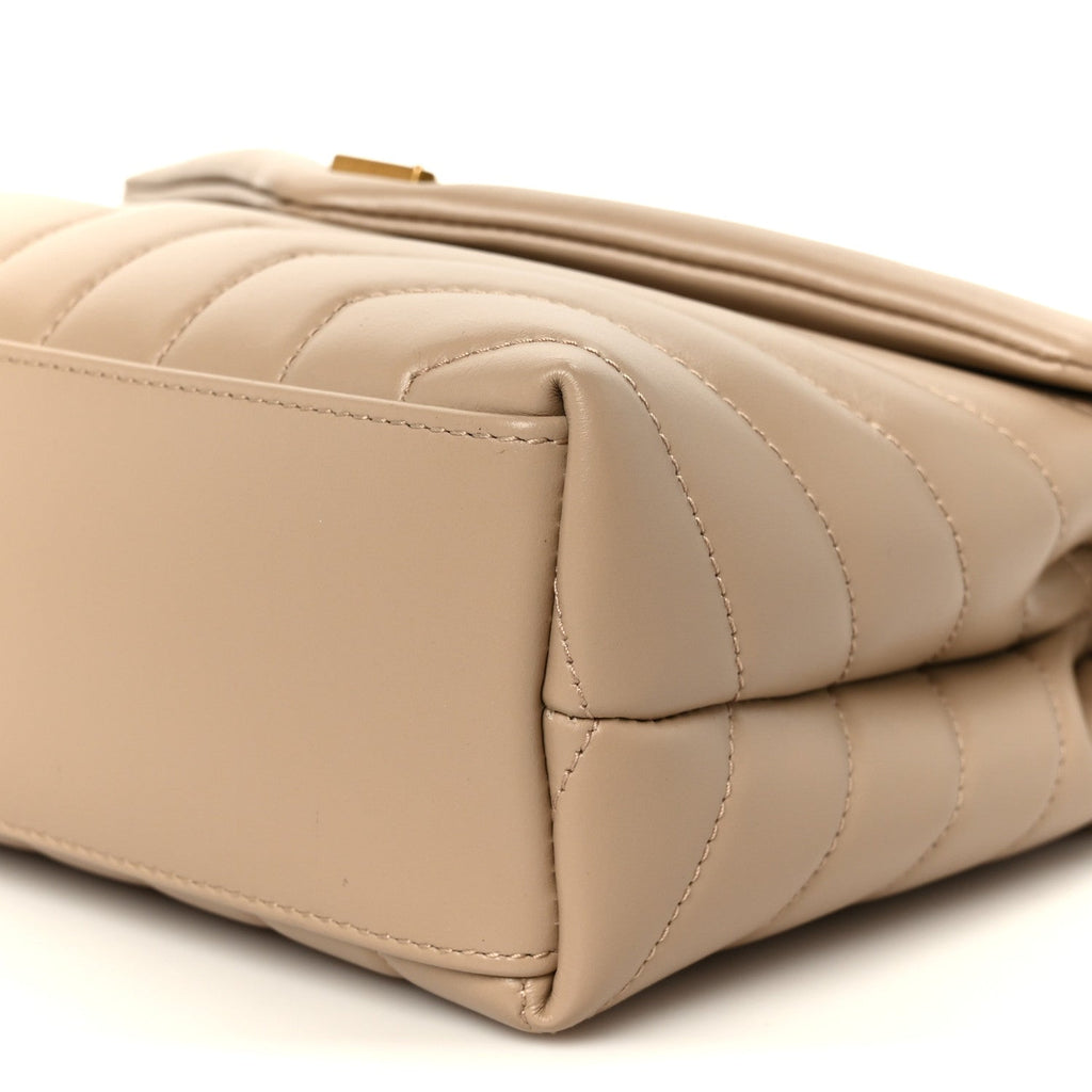 Calfskin Y Quilted Monogram Small Loulou Chain Satchel Dark Beige