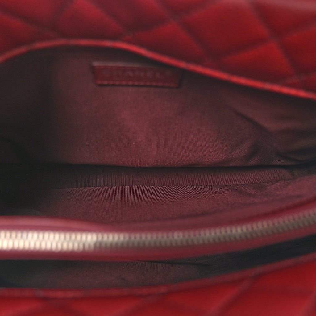 Caviar Quilted City Shopping Tote Dark Red