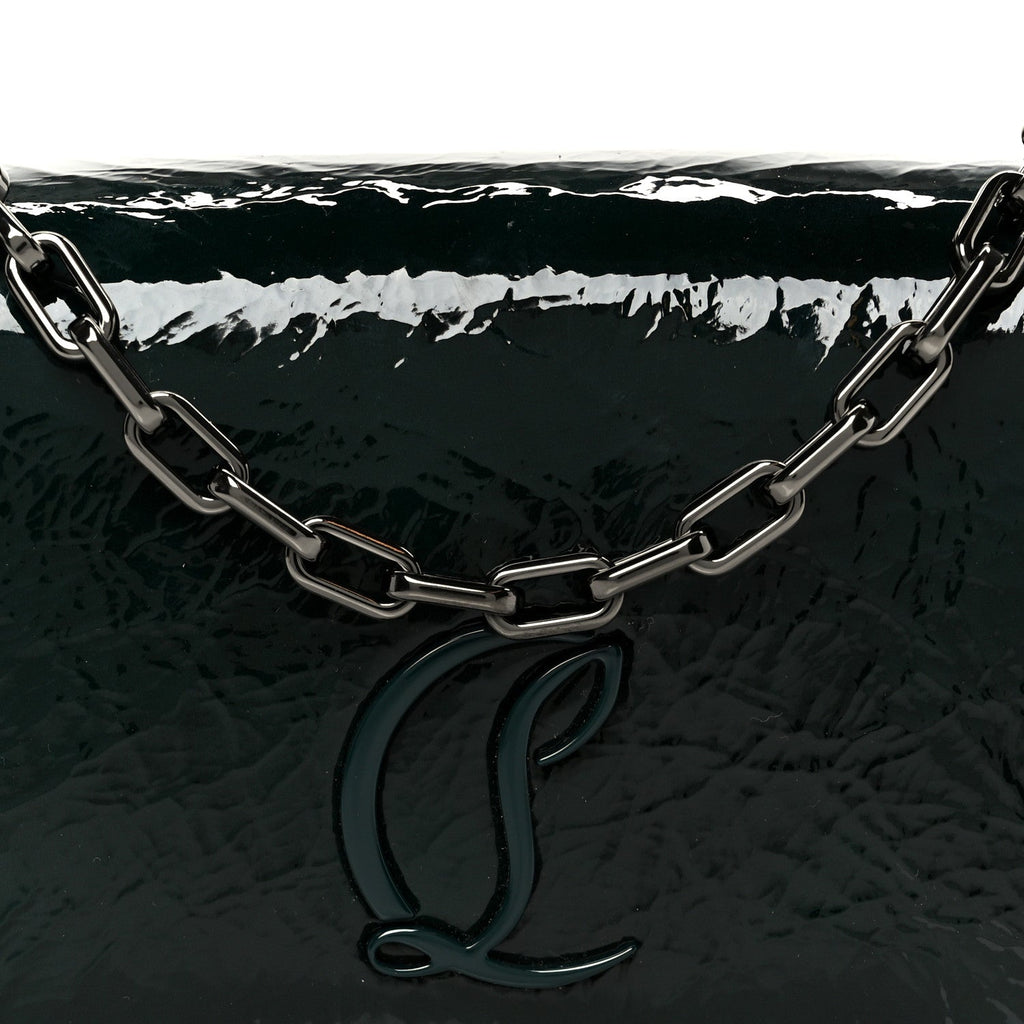 Naplak Patent Calfskin Monochrome Loubi54 Shoulder Bag Green