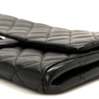 Lambskin Quilted Clutch With Chain Flap Black
