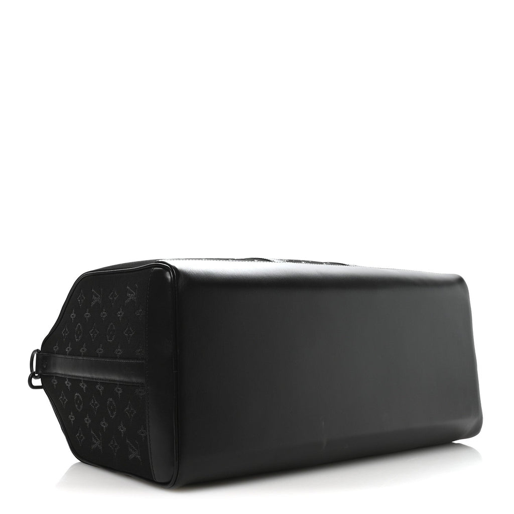 Jacquard Monogram Light Up Keepall Bandouliere 50  Black