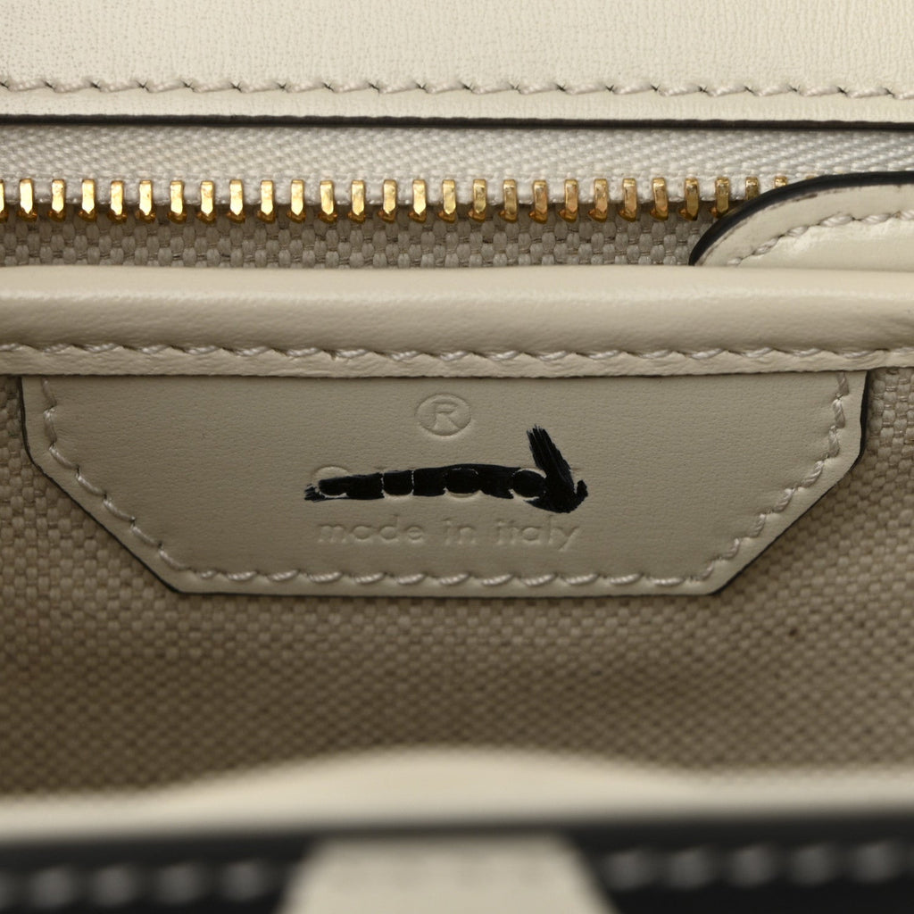 Calfskin Web Geometric Print Small Bamboo 1947 Top Handle Bag White Multi