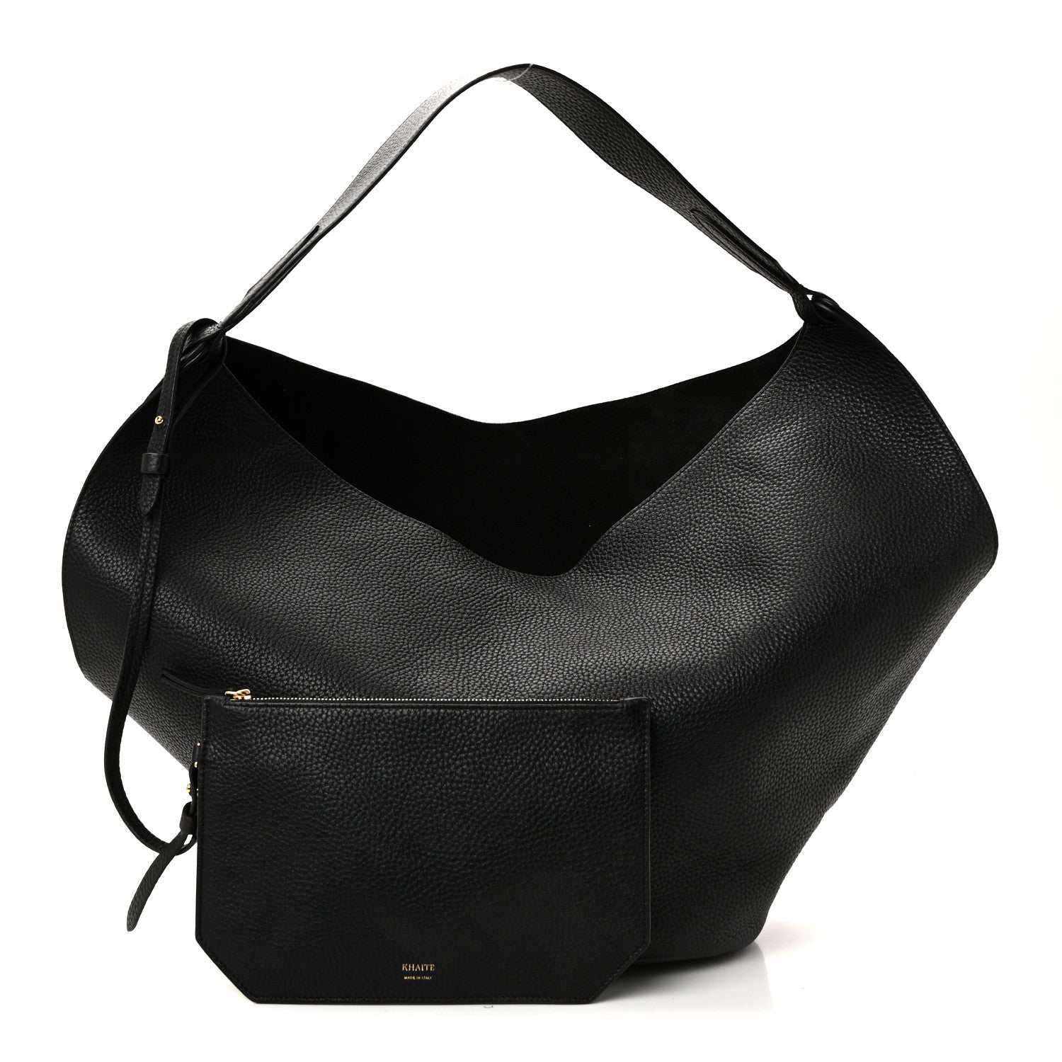 Pebbled Sport Calfskin Medium Lotus Tote Black