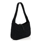 Raffia Calfskin Le 5 A 7 Mini Hobo Black