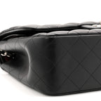 Lambskin Quilted Jumbo Double Flap Black