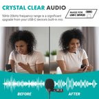 Movo uLav - Wired Omnidirectional USB-C Lavalier Clip On Microphone