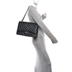 Lambskin Quilted Maxi Double Flap Black