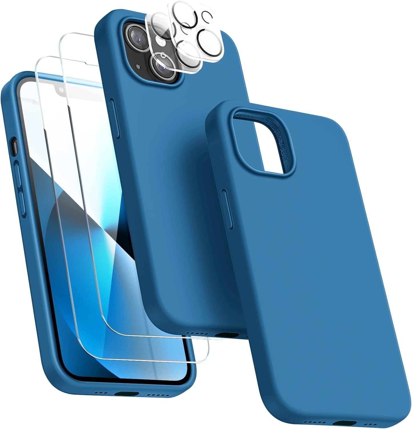 Entronix Bundle Compatible with iPhone 15 - Liquid Silicone Case, 2 Clear Screen Protector & 2 Camera Lens Protectors