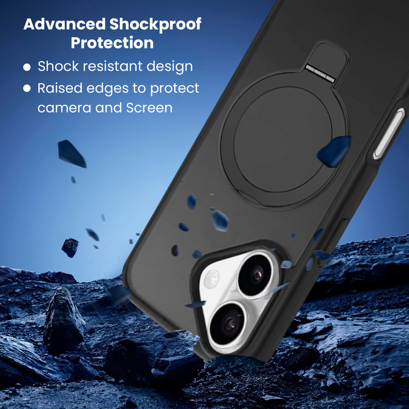 Entronix Bundle Compatible with iPhone 17 - [Magnetic] Translucent Matte Gripstand Case, 1 Clear Screen Protector & 1 Camera Lens Protector