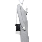 Nappa Starlight Crystal Fringe Trick Pouch On Strap Black
