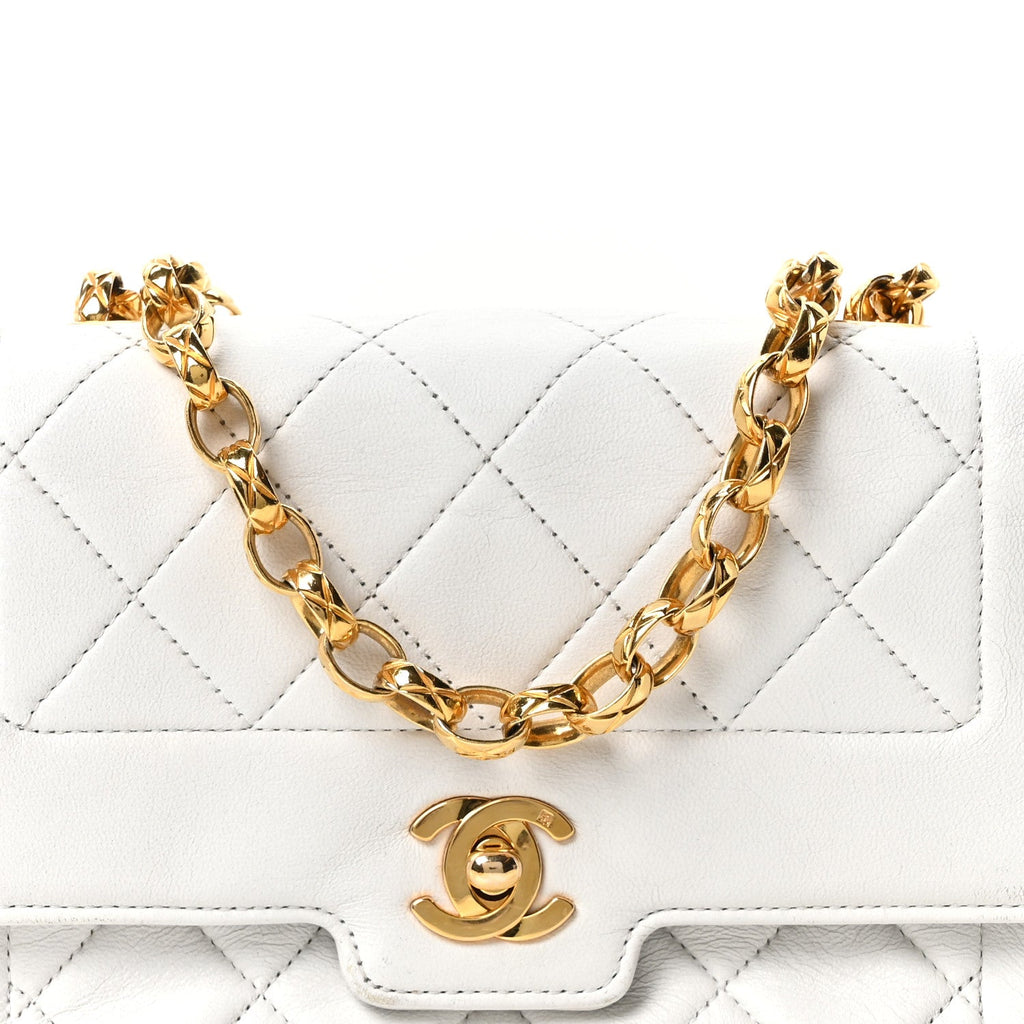 Lambskin Quilted Mini Flap Bag White