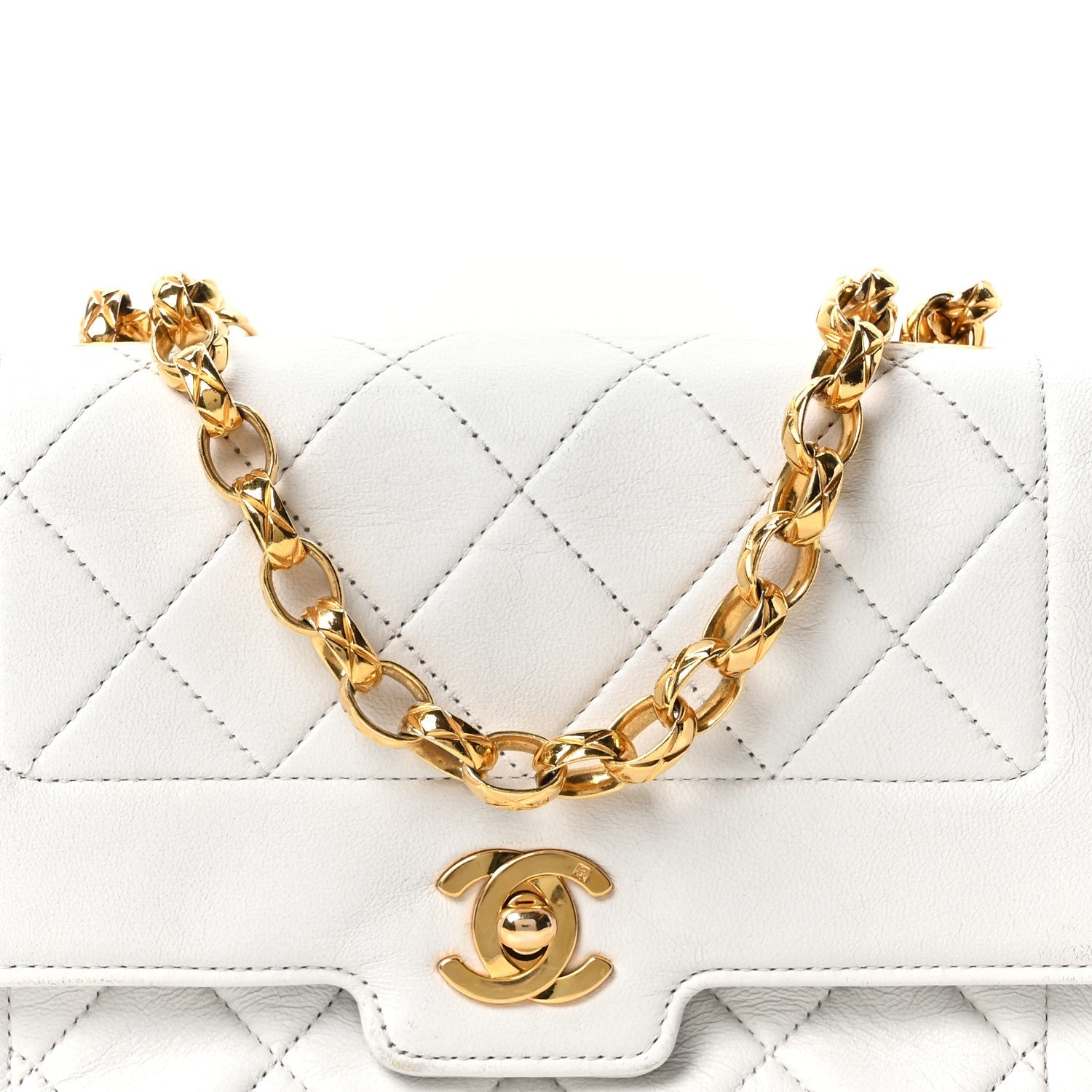Lambskin Quilted Mini Flap Bag White