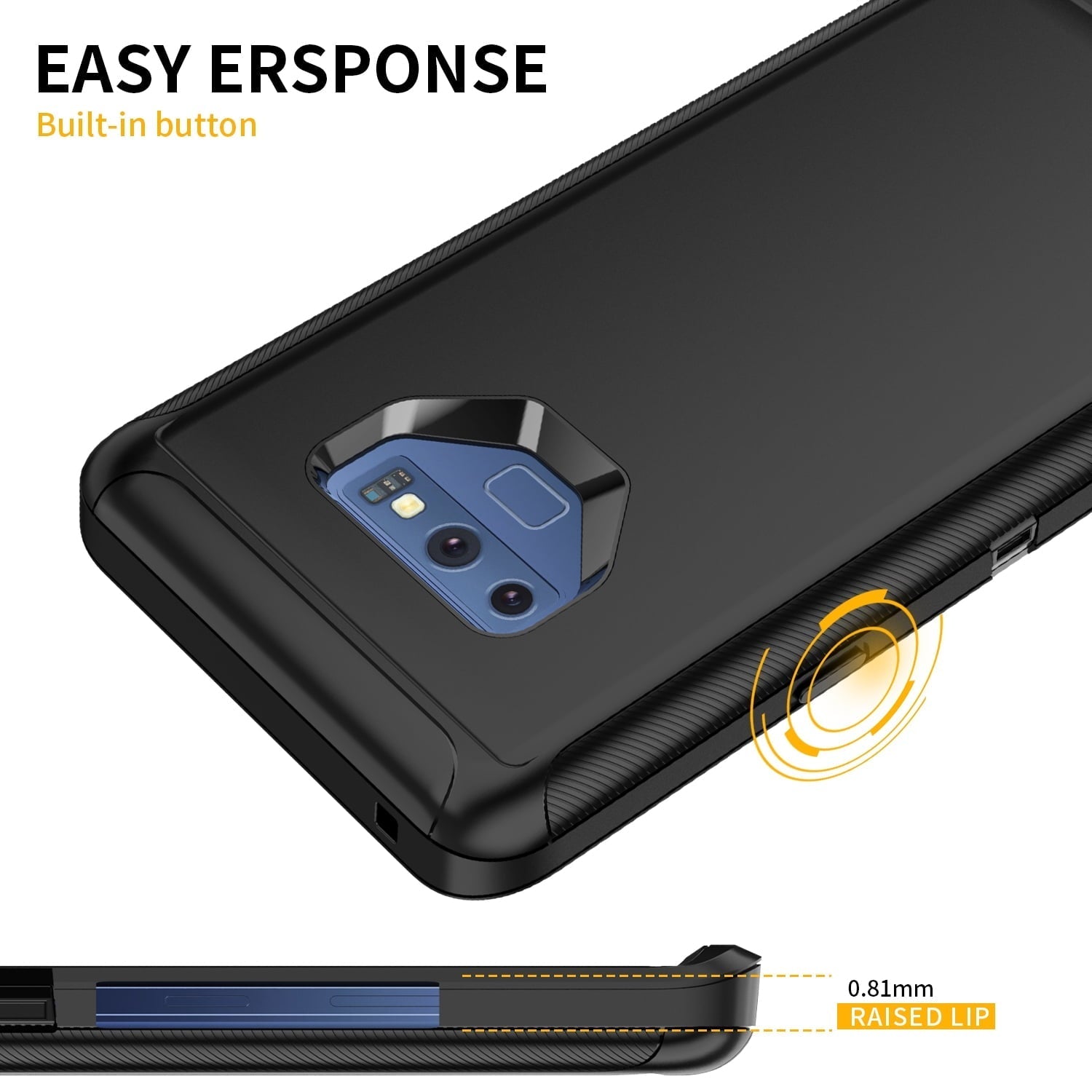 Entronix Bundle Compatible with Galaxy Note 9 - Heavy Duty Case & 2 Clear Screen Protectors