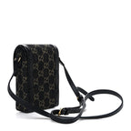 Jacquard Black Denim GG Monogram Textured Dollar Calfskin Mini Horsebit 1955 Crossbody Bag Black Ivory