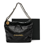 Shiny Calfskin Quilted Small Chanel 22 Black