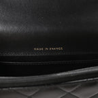 Lambskin Quilted Flap Phone Holder With Chain Black