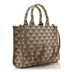 Jacquard Saffiano Triangolo Symbole Embroidered Small Tote Corda Talco