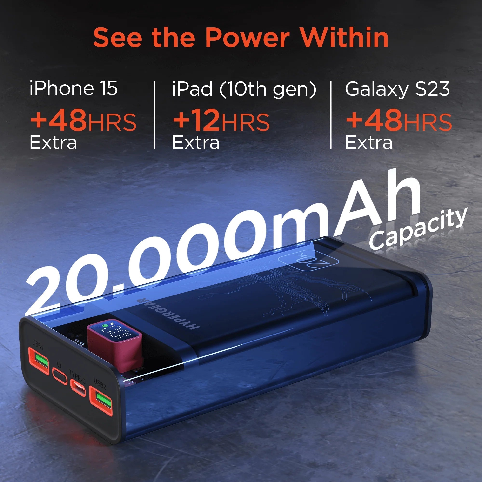 Clearcharge XL 20000Mah Transparent PD Power Bank