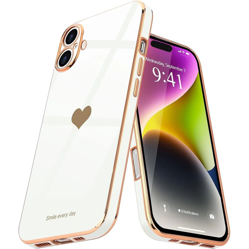 Entronix Case Compatible with iPhone 17 - [Flexible] Luxury Glossy Heart