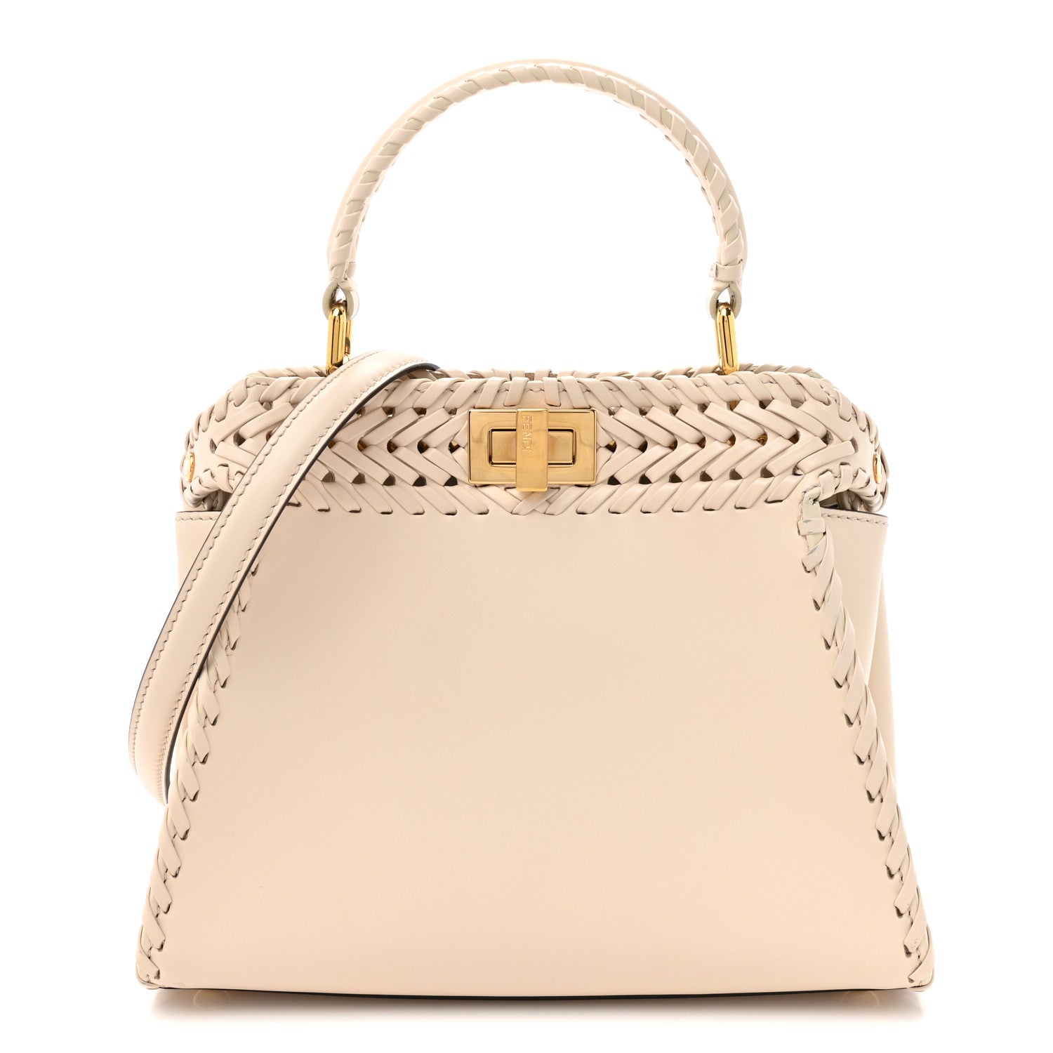 Nappa Interlace Mini Peekaboo Iconic Satchel Camelia