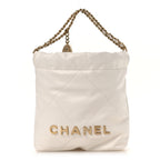 Shiny Calfskin Quilted Mini Chanel 22 White