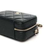 Caviar Quilted Small Top Handle Vanity Case Black