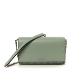 GG Supreme Monogram Textured Calfskin Emblem Wallet On Chain Sage Green