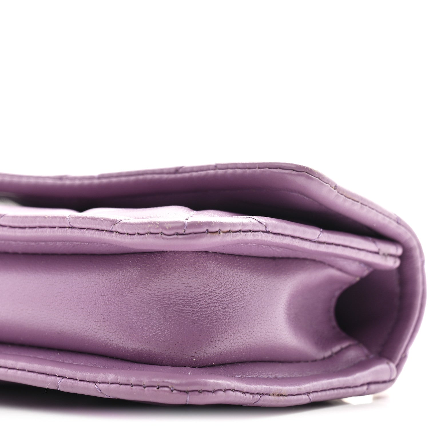 Shiny Lambskin Quilted Extra Mini Flap Purple