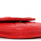 Lambskin Quilted Pearl Crush Waist Bag Red