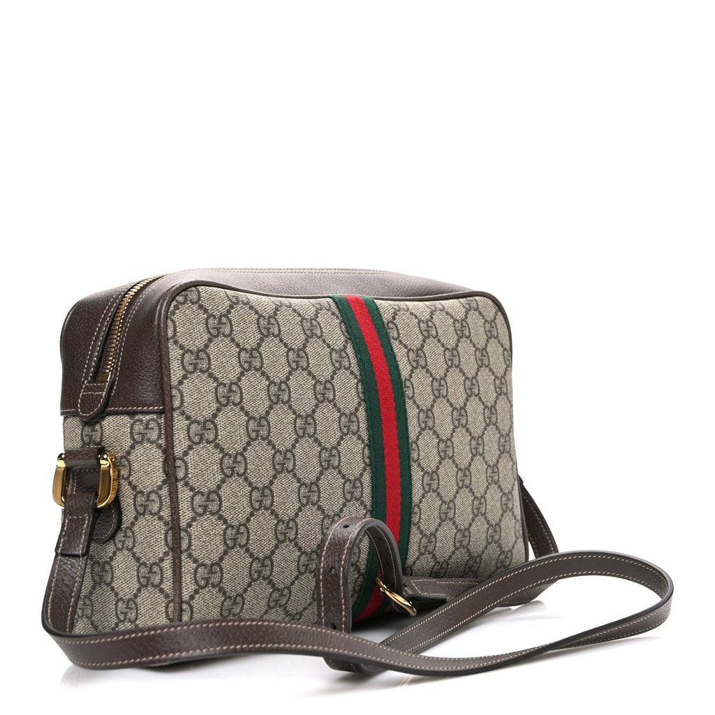 GG Supreme Monogram Web Small Ophidia Shoulder Bag Brown