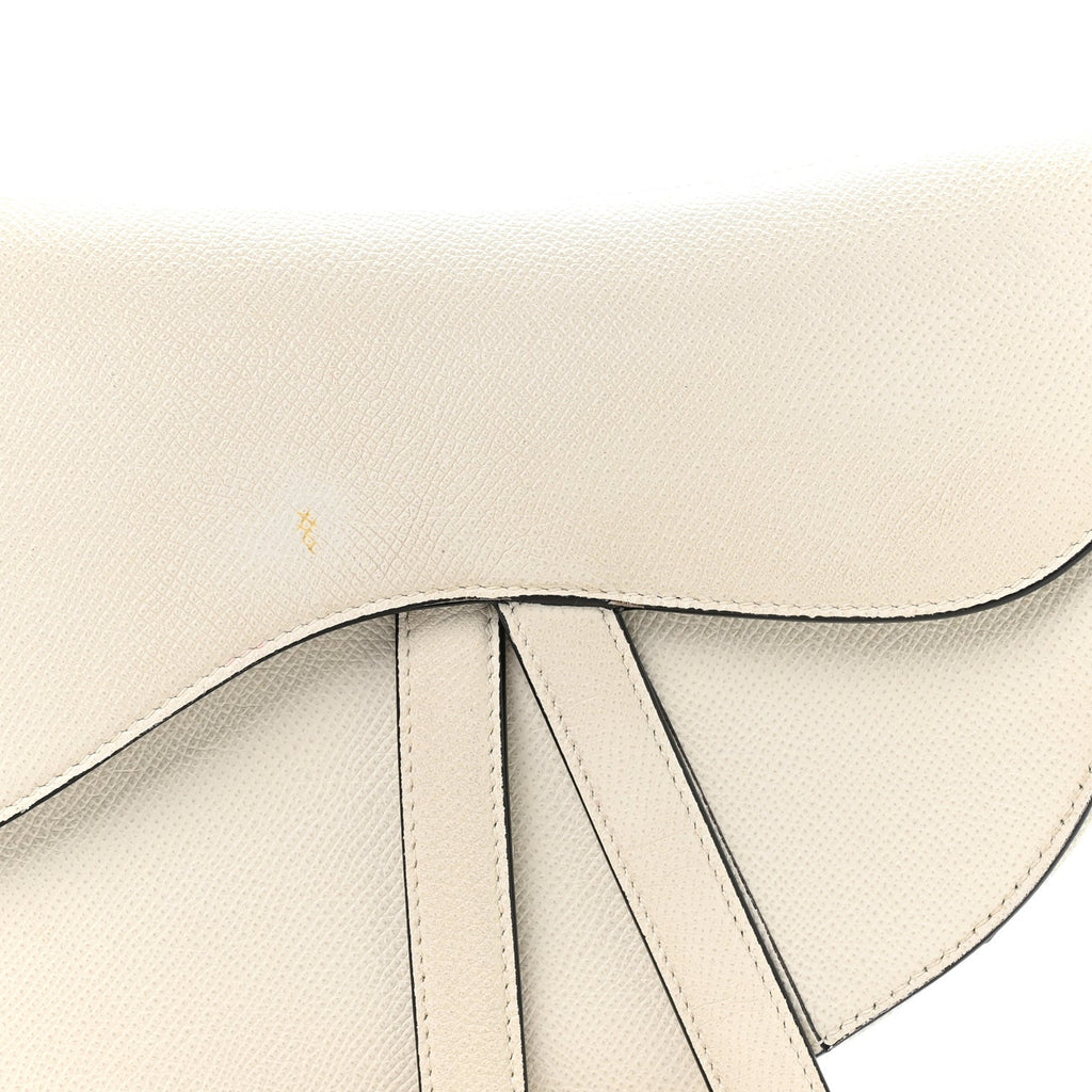 Grained Calfskin Saddle Bag White