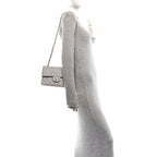 Caviar Quilted Small Double Flap Grey