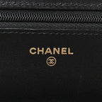 Lambskin Quilted Wallet On Chain WOC Black